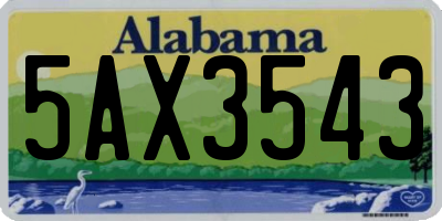 AL license plate 5AX3543