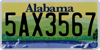 AL license plate 5AX3567
