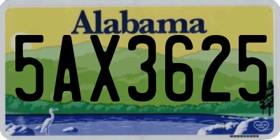 AL license plate 5AX3625