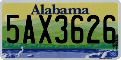 AL license plate 5AX3626