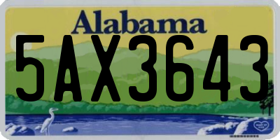 AL license plate 5AX3643