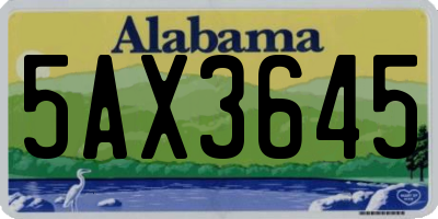 AL license plate 5AX3645