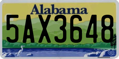 AL license plate 5AX3648