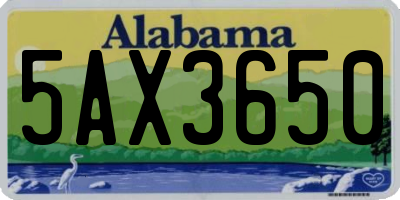 AL license plate 5AX3650