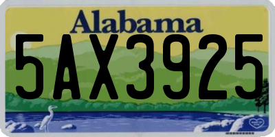 AL license plate 5AX3925