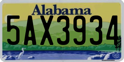 AL license plate 5AX3934