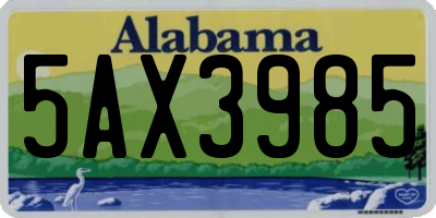 AL license plate 5AX3985