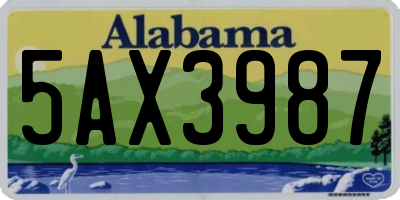 AL license plate 5AX3987