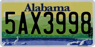 AL license plate 5AX3998