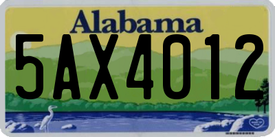AL license plate 5AX4012