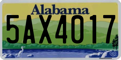 AL license plate 5AX4017