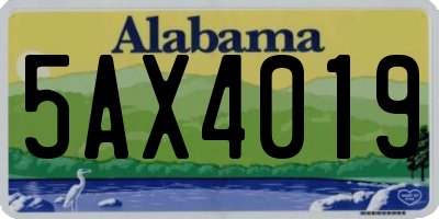 AL license plate 5AX4019
