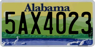 AL license plate 5AX4023