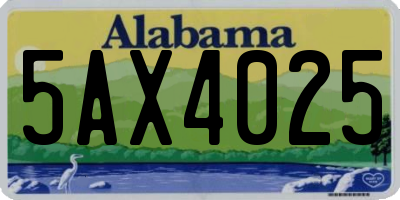 AL license plate 5AX4025