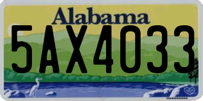 AL license plate 5AX4033