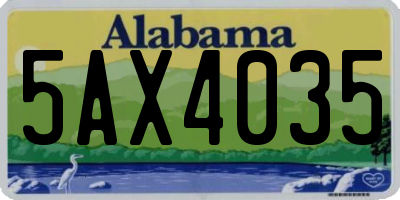 AL license plate 5AX4035