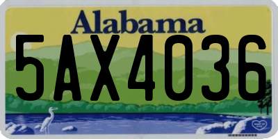 AL license plate 5AX4036