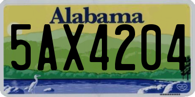 AL license plate 5AX4204