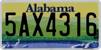 AL license plate 5AX4316