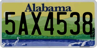 AL license plate 5AX4538