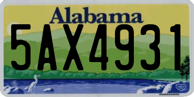 AL license plate 5AX4931