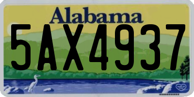 AL license plate 5AX4937