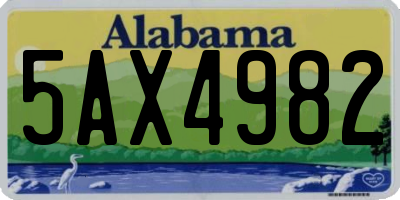 AL license plate 5AX4982