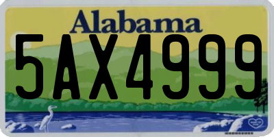 AL license plate 5AX4999