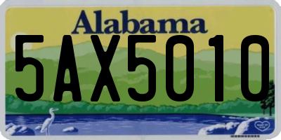 AL license plate 5AX5010