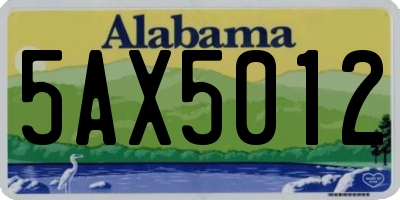 AL license plate 5AX5012