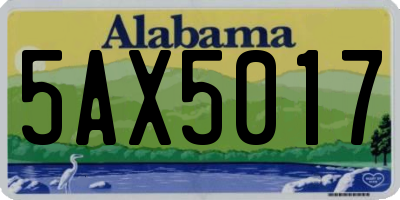AL license plate 5AX5017