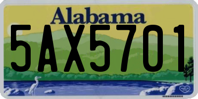 AL license plate 5AX5701