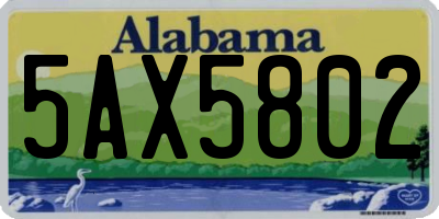 AL license plate 5AX5802