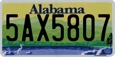 AL license plate 5AX5807