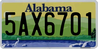 AL license plate 5AX6701