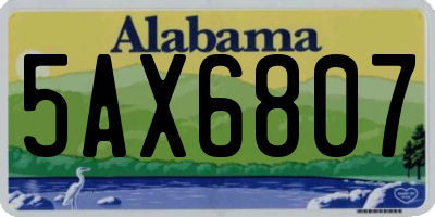 AL license plate 5AX6807