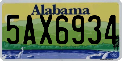 AL license plate 5AX6934