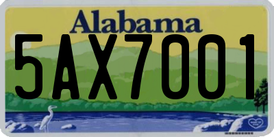 AL license plate 5AX7001