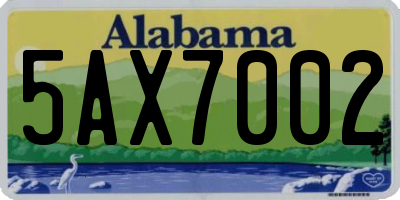 AL license plate 5AX7002