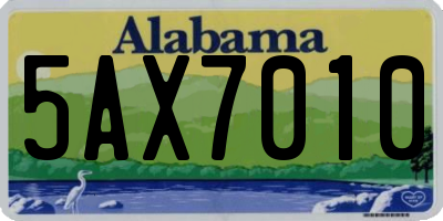 AL license plate 5AX7010