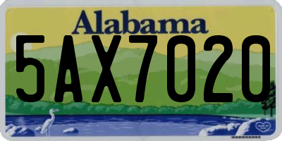 AL license plate 5AX7020