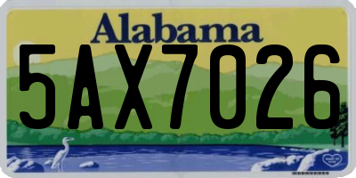 AL license plate 5AX7026