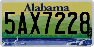 AL license plate 5AX7228
