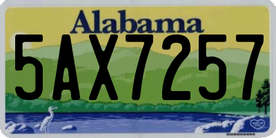 AL license plate 5AX7257