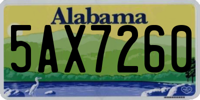 AL license plate 5AX7260