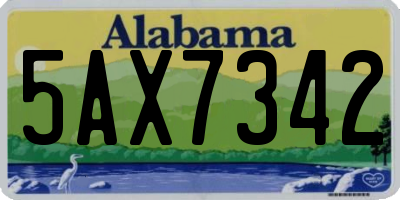 AL license plate 5AX7342