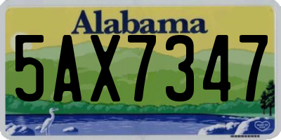 AL license plate 5AX7347
