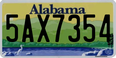 AL license plate 5AX7354