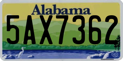 AL license plate 5AX7362