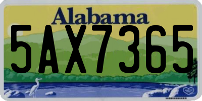 AL license plate 5AX7365